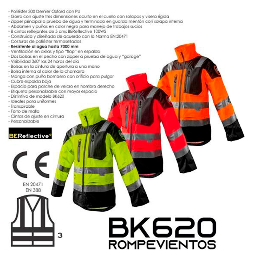 Rompevientos de Seguridad BERSERKER BK620 | Impermeable, Reflejante 24 hrs y Personalizable