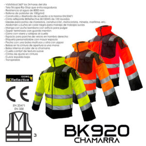 Chamarra de Seguridad BERSERKER BM100  Impermeable, Reflejante 360° y Certificación Industrial