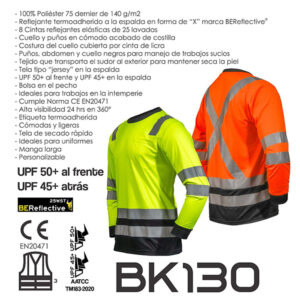 Camisa de Alta Visibilidad BK130 Berserker – Manga Larga y Protección Solar