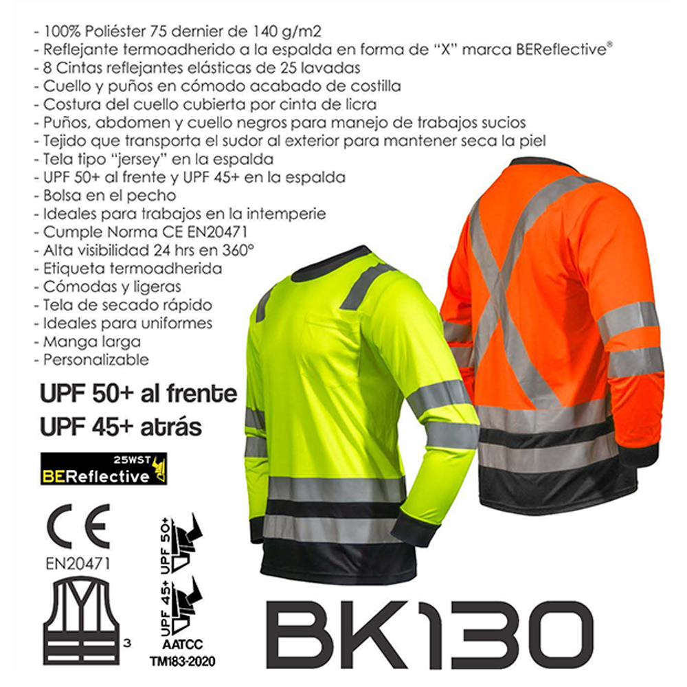 Camisa de Alta Visibilidad BK130 Berserker – Manga Larga y Protección Solar