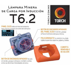 Lámpara Minera TORCH T6.2 de Carga por Inducción con Panel OLED – IP68