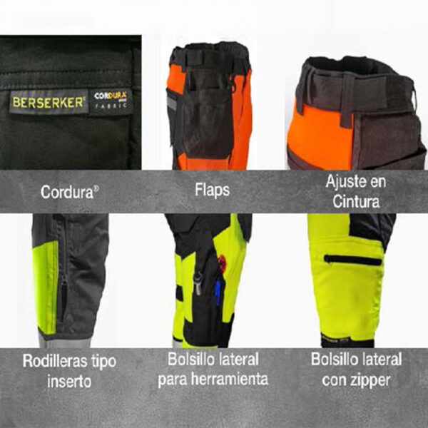 Pantalón de Trabajo BERSERKER BK 440 Alta Visibilidad y Refuerzos Cordura® - Imagen 2
