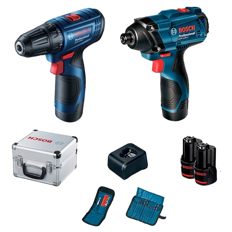 Combo Bosch GSR120 + GDR120 12V con 2 Baterías y Cargador – Potencia Compacta