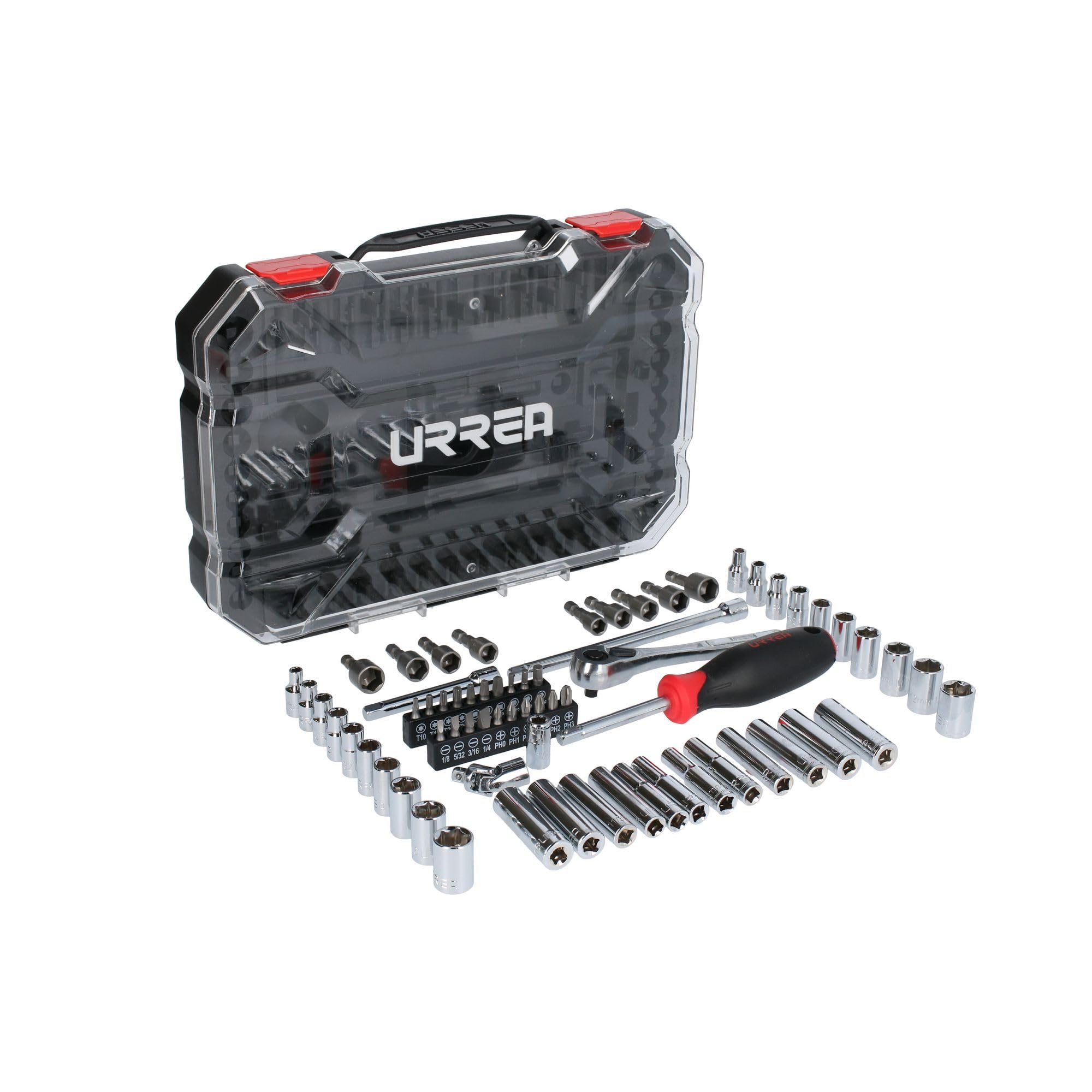 Juego de Dados y Accesorios Urrea 4701CD 1/4" 70 Piezas – Compacto y Profesional