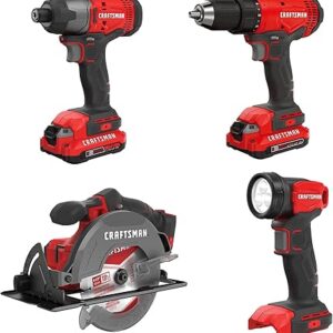 Kit CRAFTSMAN CMCK401D2 – Taladro, Impacto, Sierra Circular y Linterna 20V