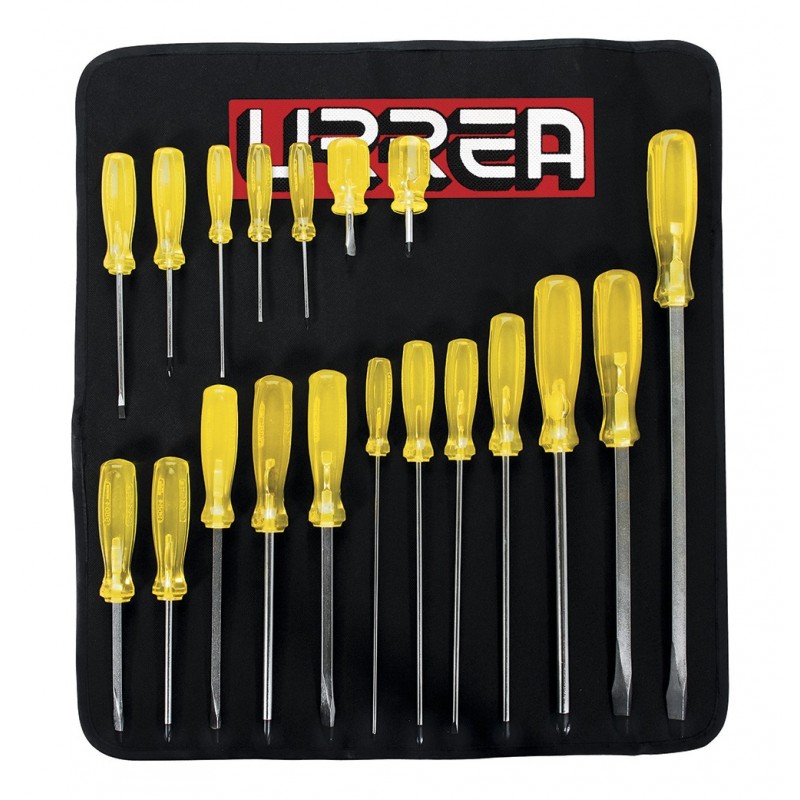 Juego de Destornilladores Urrea 9600E 19 Piezas Plano y Cruz – Profesional