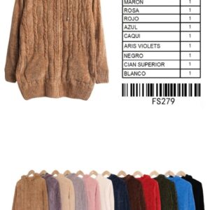 Suéter con Gorro FS279 de Punto de Cable para Dama